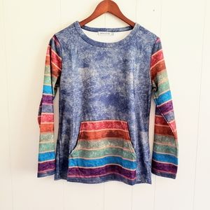 MISSLOOK Super Soft Rainbow Stripe Long Sleeve Tee